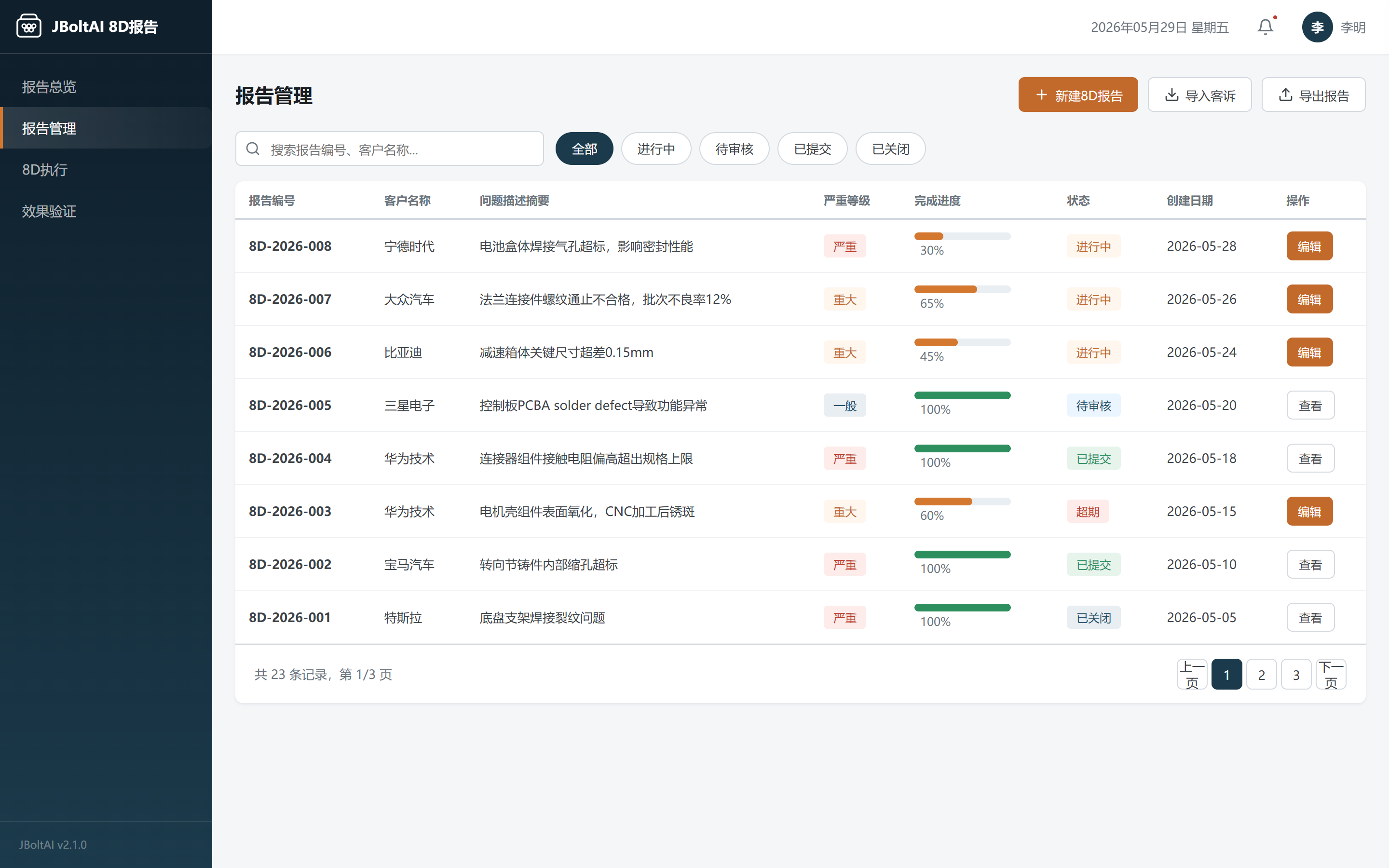 8D报告AI辅助生成-JBoltAI 8D报告管理系统-山东向量空间人工智能科技有限公司