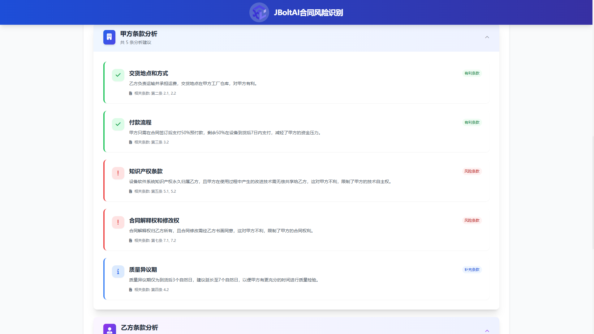 甲方情况分析展示